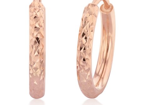 9ct Silverfilled Rose Gold Diamond Cut 10mm Sleeper Earrings on Sale