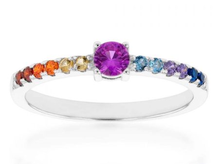 Sterling Silver Multicolour Cubic Zirconia Ring Online Sale