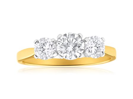 9ct Yellow Gold Trilogy Cubic Zirconia Ring For Cheap