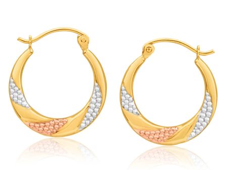 9ct Yellow Gold, White Gold & Rose Gold Fancy Creole Hoop Earrings For Cheap