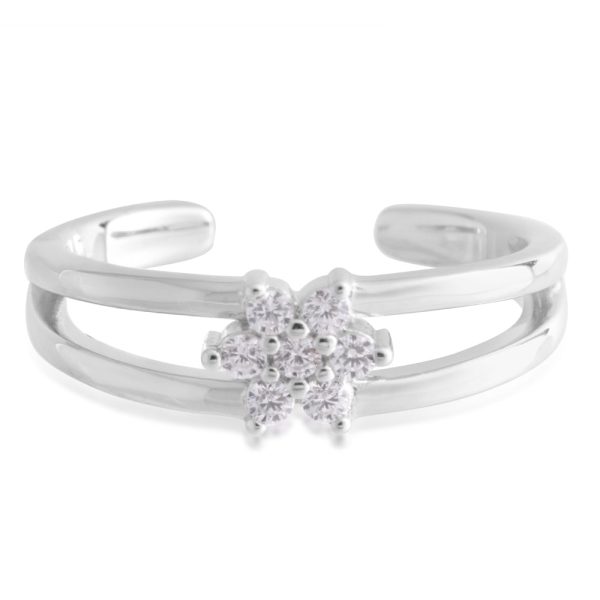 Sterling Silver Toe Ring Zirconia Flower Discount