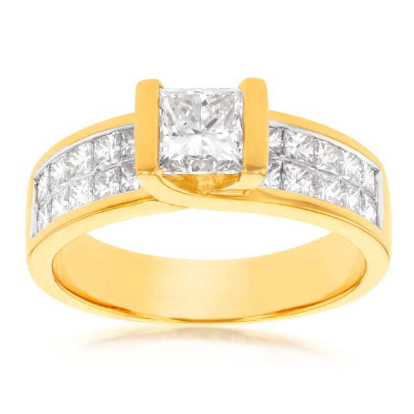 18ct Yellow Gold  Princess Celia  Ring With 2 Carats Of Diamonds For Discount