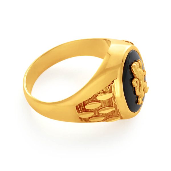 9ct Dazzling Yellow Gold Onyx Ring For Discount