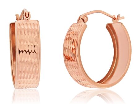 9ct Rose Gold Silver Filled Diamond Cut Hoop Earrings Online