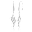 9ct Superb White Gold Diamond Drop Flutter Earrings For Cheap