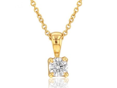 Flawless 9ct Yellow Gold 0.10 Carat Diamond Solitaire Pendant on a 45cm Chain Cheap