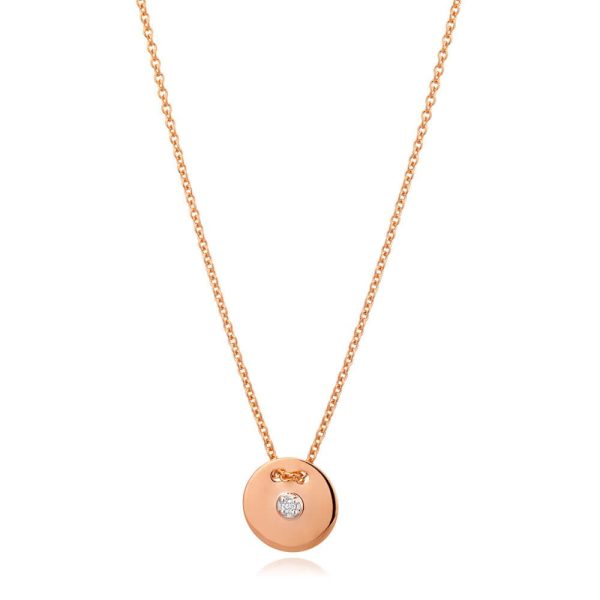 9ct Rose Gold Diamond Pendant on 39-45cm Adjustable Chain Online now