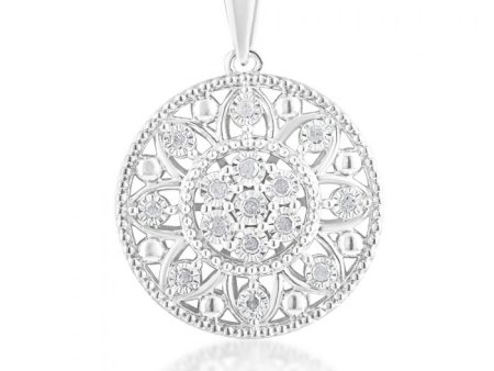 0.10 Carat Diamond Filigree Pendant in Sterling Silver Discount