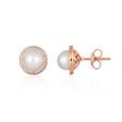 Georgini Heirloom Rose Gold Plated Sterling Silver Pearl Always Stud Earrings For Cheap