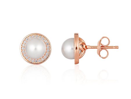 Georgini Heirloom Rose Gold Plated Sterling Silver Pearl Always Stud Earrings For Cheap