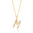 9ct Yellow And White Gold Two Tone Diamond Cut Initial  M  Pendant For Sale