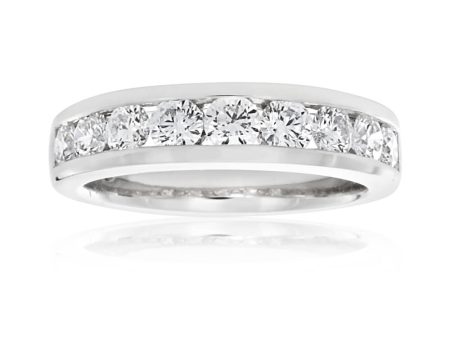 1 Carat Channel Set Flawless Cut 18ct White Gold Diamond Ring For Cheap