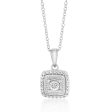 Sterling Silver With Diamond Cushion Shape Pendant For Sale