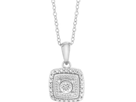 Sterling Silver With Diamond Cushion Shape Pendant For Sale