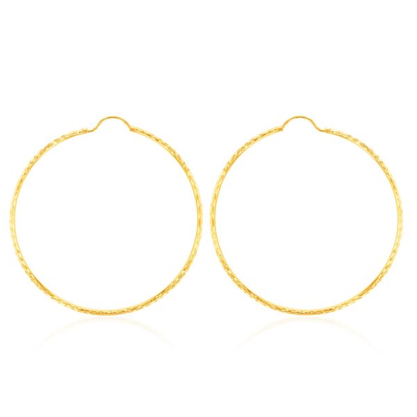 9ct Yellow Gold 40mm Diamond Cut Earrings Online