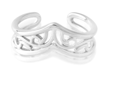 Sterling Silver Toe Ring Border Filigree Fashion