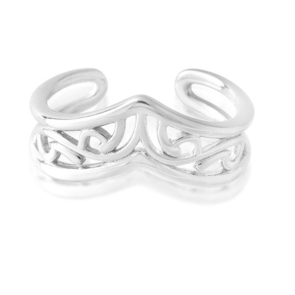 Sterling Silver Toe Ring Border Filigree Fashion