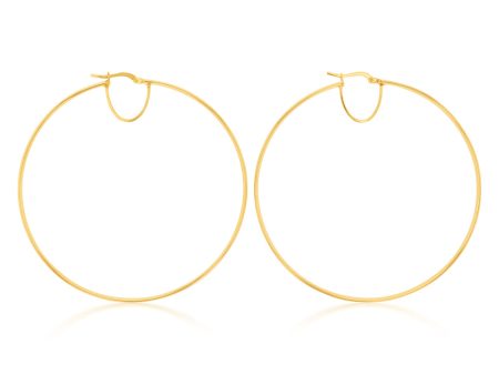 9ct Silverfilled Yellow Gold Plain 60mm Hoop Earrings Hot on Sale