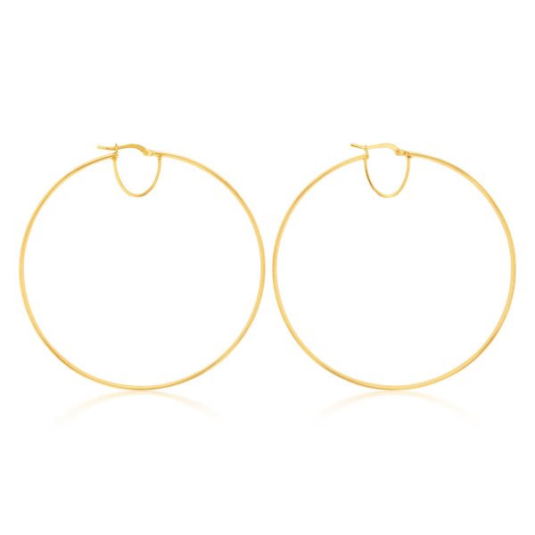 9ct Silverfilled Yellow Gold Plain 60mm Hoop Earrings Hot on Sale