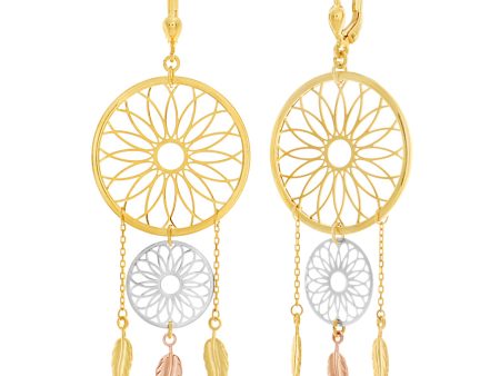 9ct Gold Filled Two Tone Double Dream Catcher Earrings Online now