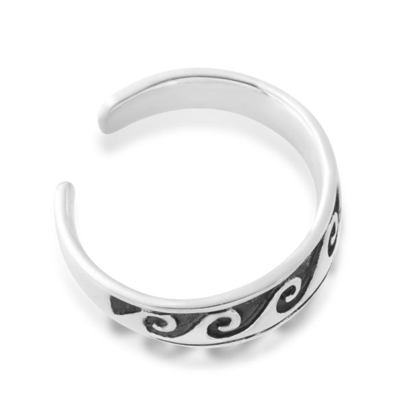 Sterling Silver Toe Ring Waves Oxidised Discount