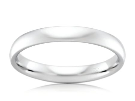 9ct White Gold 3mm Comfort Fit Ring. Size N For Sale