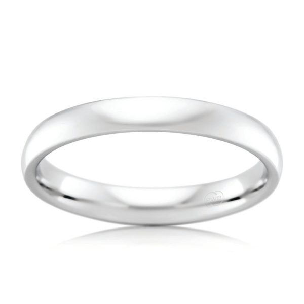 9ct White Gold 3mm Comfort Fit Ring. Size N For Sale