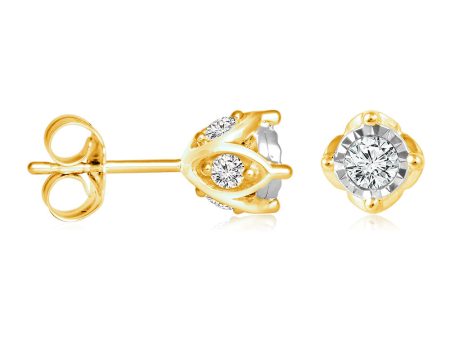 10ct Yellow Gold  1 2 Carat Diamond Stud Earrings on Sale