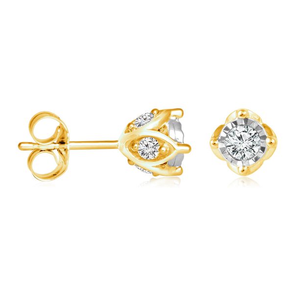 10ct Yellow Gold  1 2 Carat Diamond Stud Earrings on Sale