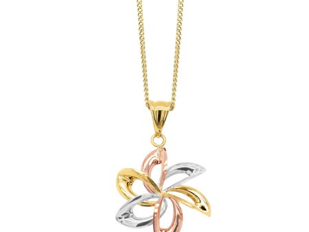 9ct Three-Tone Gold Flower Cutout Pendant Online Hot Sale