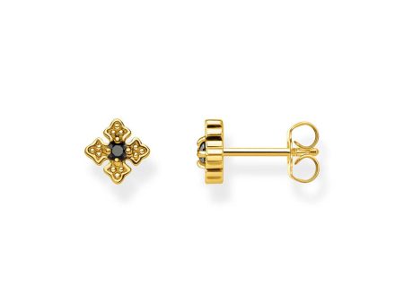 Thomas Sabo Gold Plated Sterling Silver Rebel Black Cubic Zirconia Cross Earrings Online