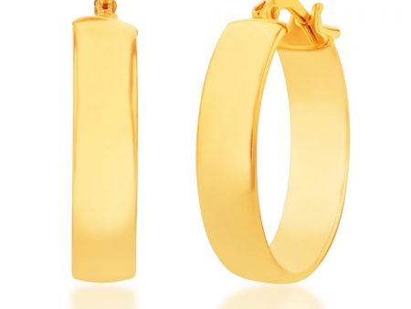 9ct Silverfilled Yellow Gold Plain 15mm Hoop Earrings Discount