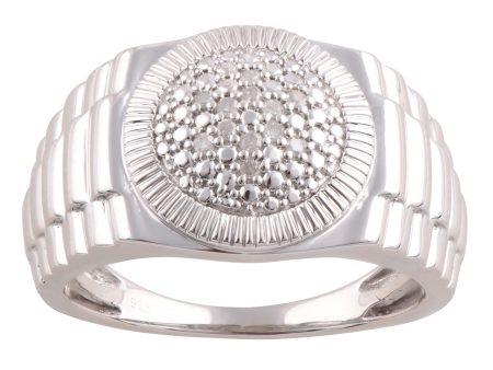 12 Brilliant Cut Diamonds Gents Ring in Sterling Silver Discount