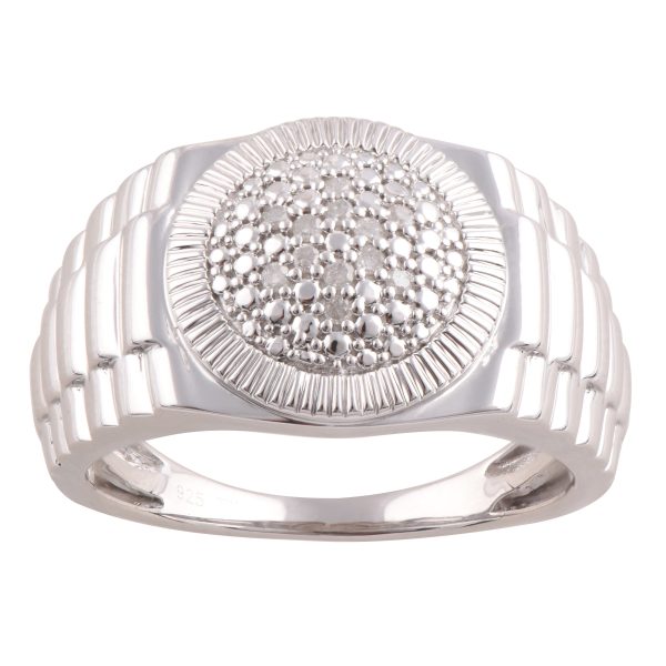 12 Brilliant Cut Diamonds Gents Ring in Sterling Silver Discount