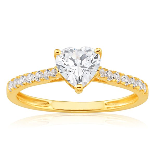 9ct Yellow Gold Zirconia Heart Shape Ring Online Sale