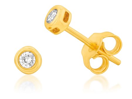 1 10 Carat Diamond Stud Earrings in 9ct Yellow Gold For Discount