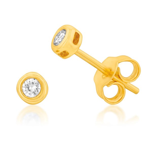 1 10 Carat Diamond Stud Earrings in 9ct Yellow Gold For Discount