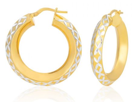 9ct Gold Filled 20mm Diamond Cut Hoop Earrings Sale