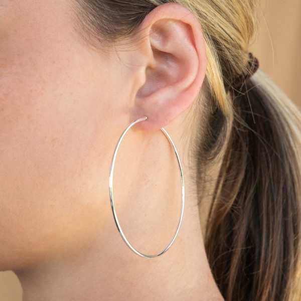 Sterling Silver Plain 65mm Hoop Earrings Discount