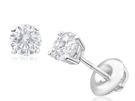 18ct White Gold 3 4 Carat Diamond Stud Earrings Online now