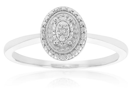 Sterling Silver With Diamond Oval Shape Ring Online