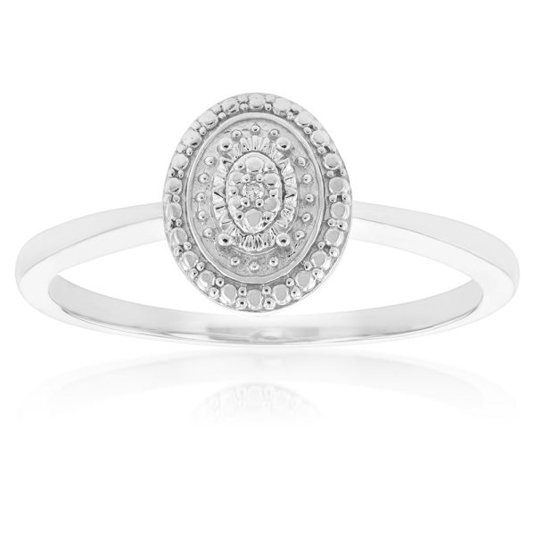 Sterling Silver With Diamond Oval Shape Ring Online