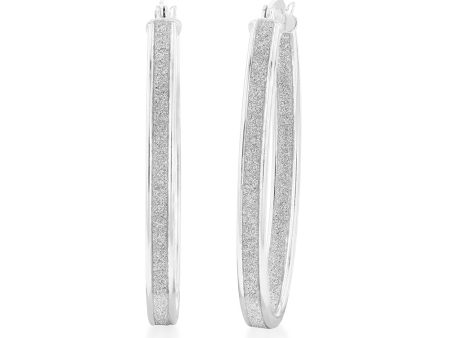 Sterling Silver Stardust Oval Hoop Earrings Online Hot Sale