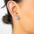 Sterling Silver Rainbow Multicolour Cubic Zirconia Flower Stud Earrings Fashion