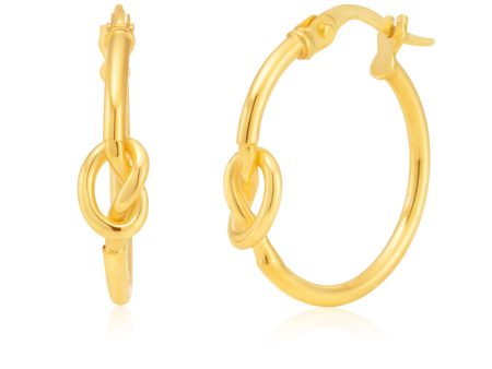 9ct Yellow Gold 15mm Hoop Earrings With Knot Details Fashion