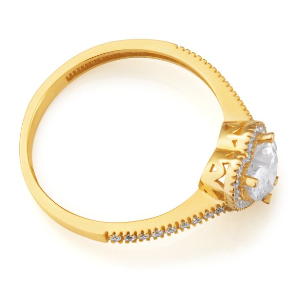 9ct Yellow Gold Zirconia Heart Ring For Cheap