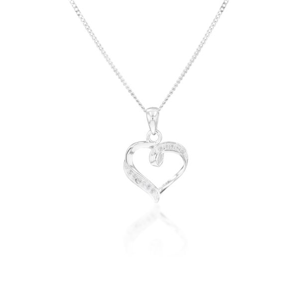 Sterling Silver Zirconia Fancy Heart Pendant Sale