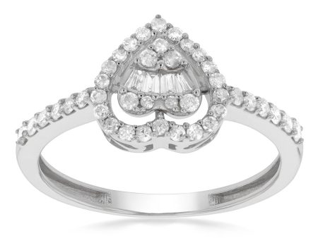 14ct White Gold 1 3 Carat Diamond Heart Ring Cheap