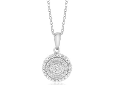 Sterling Silver With Diamond Round Shape Pendant For Sale