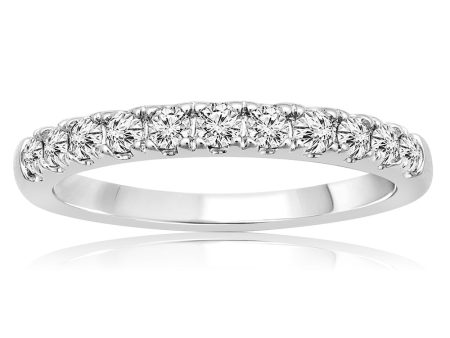 14ct White Gold Diamond Eternity Straight Ring In Claw Style Hot on Sale